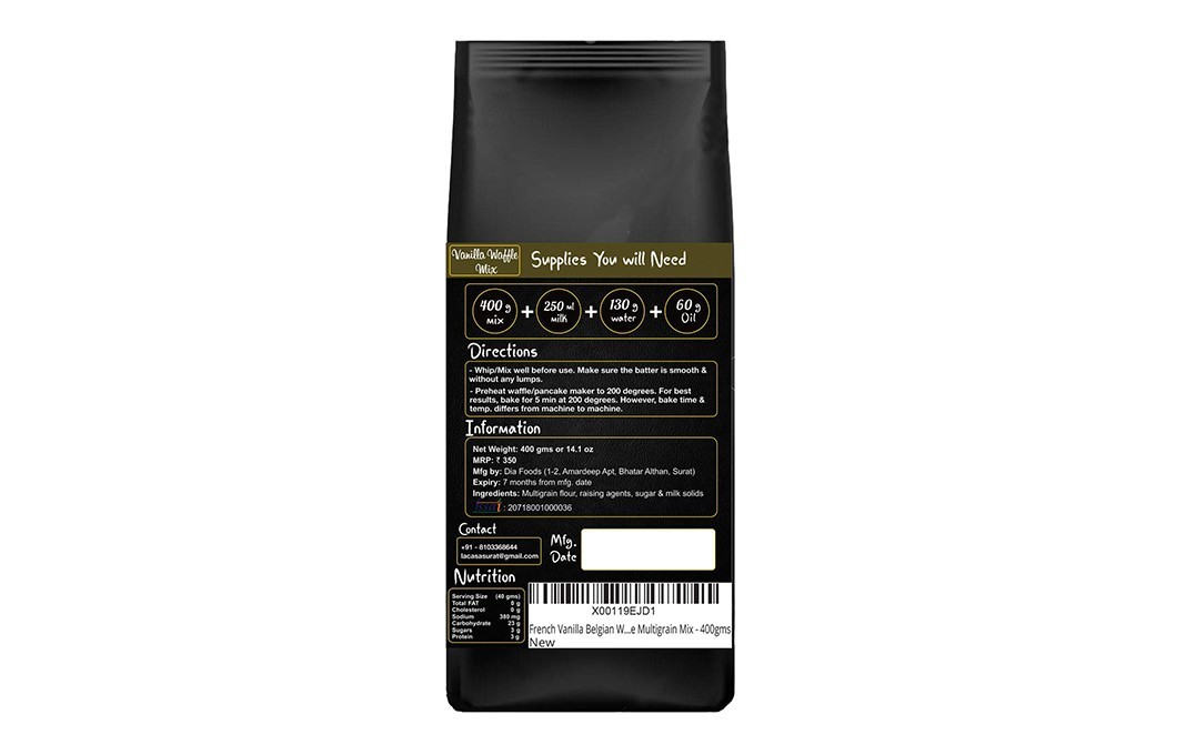 La Casa French Vanilla Belgian Waffle Mix    Pack  400 grams